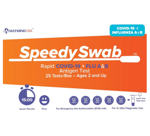 SpeedySwab Rapid COVID-19 + Flu A&B Antigen Test