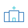 blue icon representing hospitals, clinics