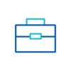 blue briefcase icon representing employee health and workplaces